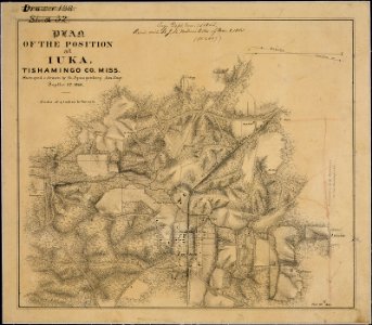 Plan of the Position at Iuka, Tishamingo Co., Miss. Surveyed & drawn by Ch. Spangenberg, Assistant Engr., Septbr.... - NARA - 305676 photo