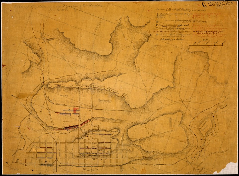 Positions of Humphreys' Division, Battle of Fredericksburg, Decr. 13th...(and) Decr. 14th, 15th & 16th, 1862. - NARA - 305592