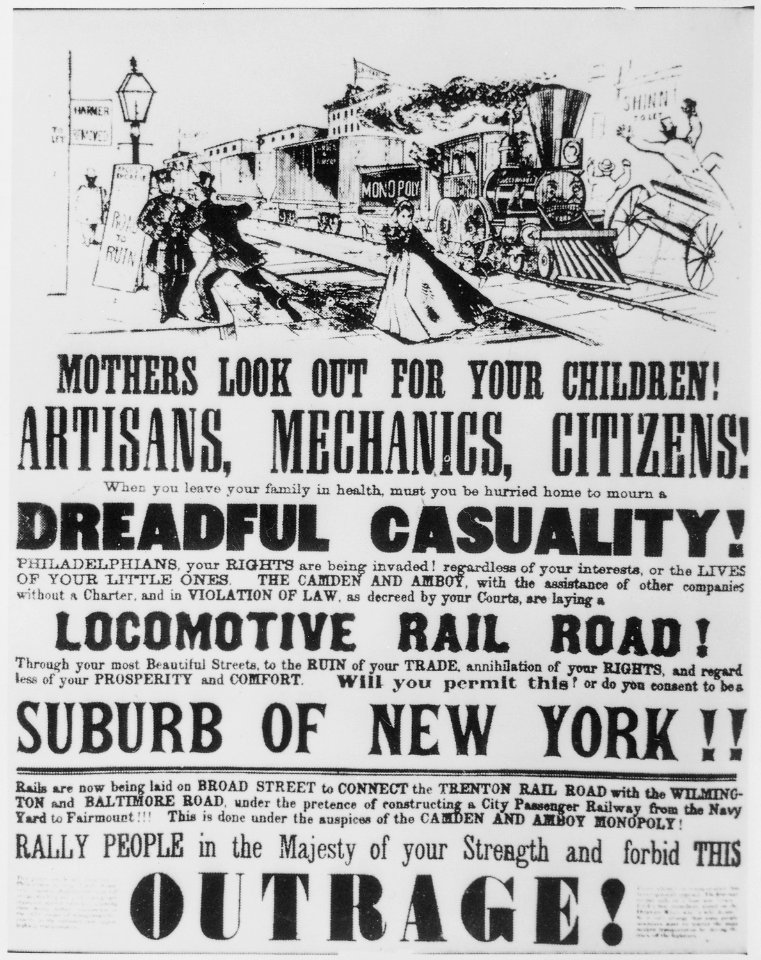 Poster circulated in Philadelphia in 1839 to discourage the coming of the railroad, 1839 - NARA - 513347