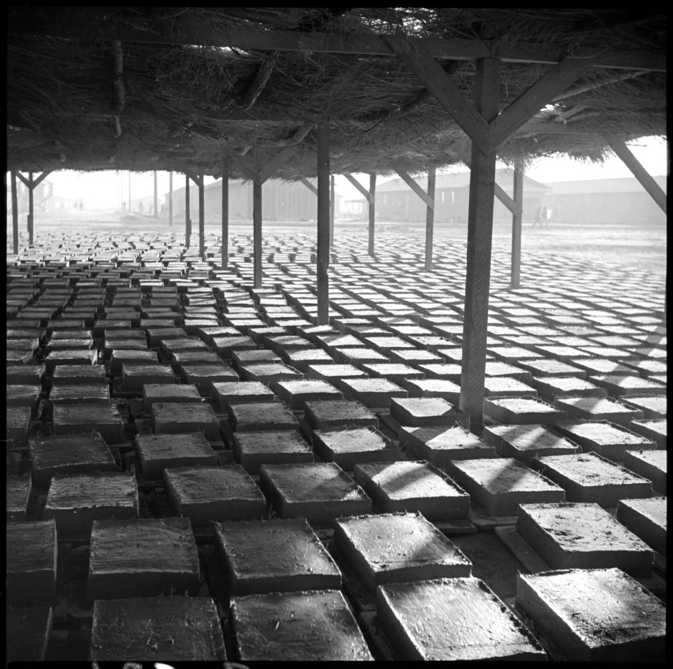 Poston, Arizona. Adobe factory drying racks - NARA - 536624