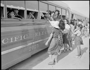 Poston, Arizona. Arrival of evacuees of Japanese ancestry at this War Relocation Authority center. . . . - NARA - 536302