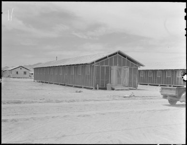 Poston, Arizona. Barracks C, at this War Relocation Authority center for evacuees of Japanese ancestry. - NARA - 536156 photo