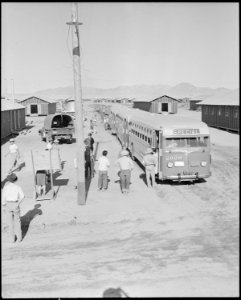 Poston, Arizona. Arrival of Japanese Americans, evacuated from west coast defense areas at this War . . . - NARA - 536282