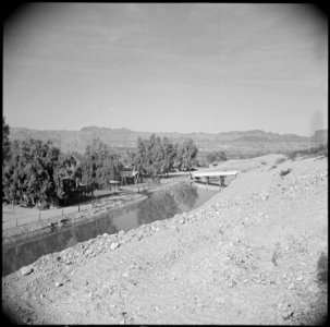 Poston, Arizona. In the forground can be seen the irrigation canal which will supply Poston with ag . . . - NARA - 536639