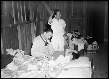 Poston, Arizona. First sick man at this War Relocation Authority center for evacuees of Japanese an . . . - NARA - 536313