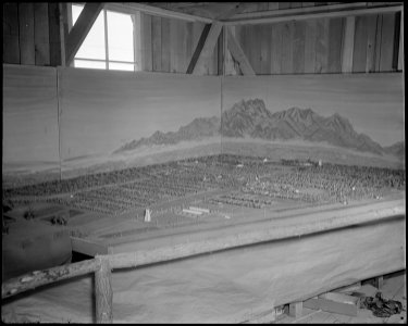 Poston, Arizona. New Years Fair. Model of Camp 2 prepared for agricultural exhibit by evacuee craftsmen. - NARA - 536643