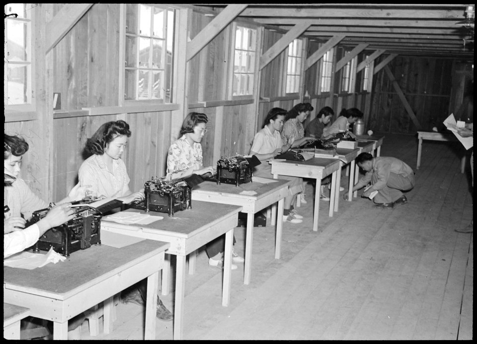 Poston, Arizona. Office force being organized at Intake center. - NARA - 536332