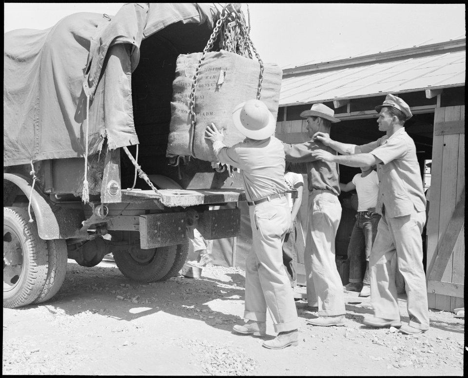 Poston, Arizona. Safe arrives for the post office at this War Relocation Authority center for evacu . . . - NARA - 536303