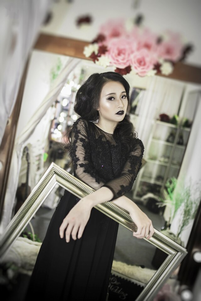 Black black lips black hair