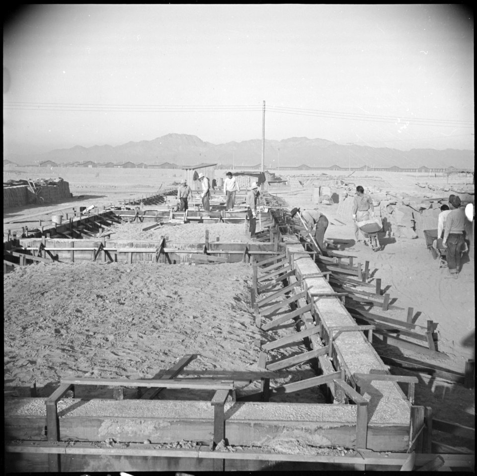 Poston, Arizona. These school buildings are being erected by evacuee labor. The structures will be . . . - NARA - 536622