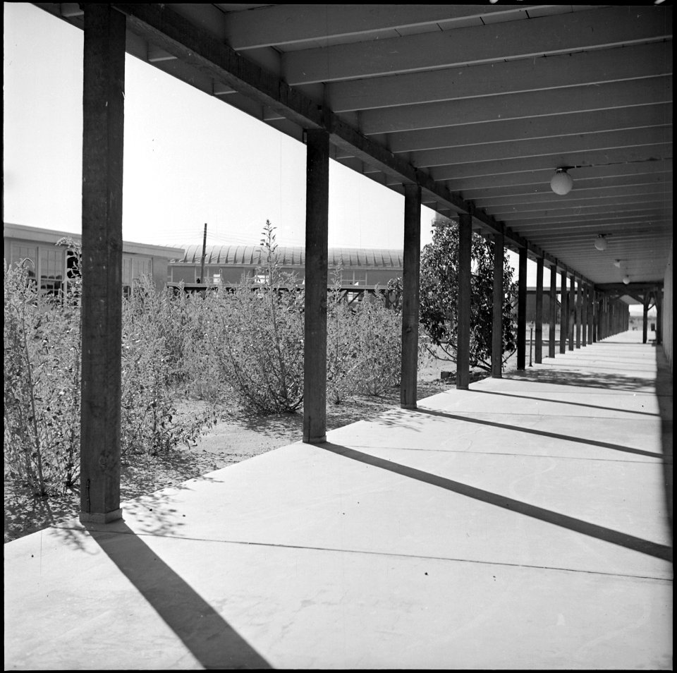 Poston, Arizona. This school, constructed of adobe bricks by the camp residents, now stands empty- . . . - NARA - 539866