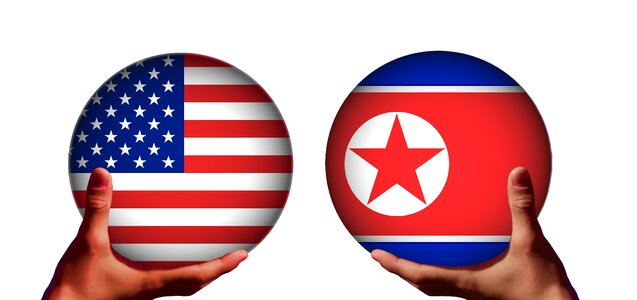 Trump kim jong-un flag