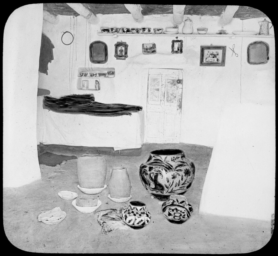 Pottery in the interior of an Acoma dwelling, New Mexico, 1900 - NARA - 520077