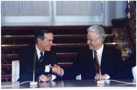 President Bush and Russian President Boris Yeltsin sign the Start II Treaty at a Ceremony in Vladimir Hall, The... - NARA - 186462 photo