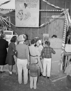 Poston, Arizona. New Year's Fair. Pop corn stand run by girl scouts. - NARA - 536664 (cropped)