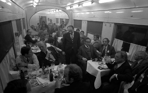 President Ford and his staff dine on a Soviet train - NARA - 7162651 photo