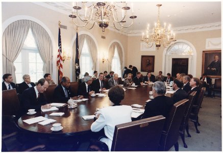 President Bush participates in a full cabinet meeting in the cabinet room - NARA - 186454