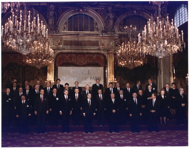 President Bush joins other world leaders during the Conference on Security and Cooperation in Europe for a group... - NARA - 186422