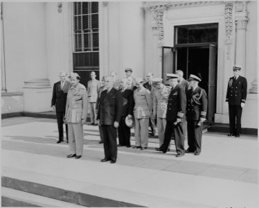 President Harry S. Truman, Prince Abdul Ilah of Iraq and other representatives of the governments of the United... - NARA - 199091 photo