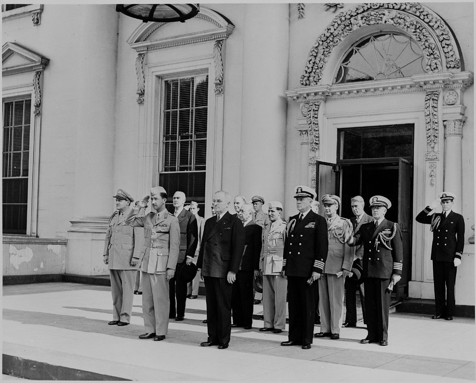President Harry S.Truman, Prince Abdul Ilah of Iraq, and representatives of the governments of the United States and... - NARA - 199081