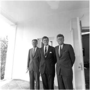President Kennedy and his brothers. Attorney General Robert F. Kennedy, Senator Edward Moore Kennedy, President John... - NARA - 194238
