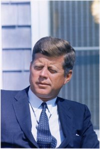 President interviewed by Walter Cronkite. President Kennedy ( close-up ). Hyannisport, MA, Squaw Island. - NARA - 194259
