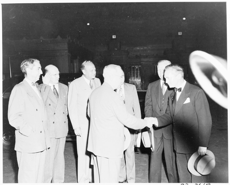 President Truman at Union Station in Washington, D. C. as he prepares to leave for his western trip to the west... - NARA - 199807