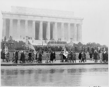 President Truman attended a ceremony at Lincoln Memorial for President Lincoln's birthday. This is a distance view of... - NARA - 199789
