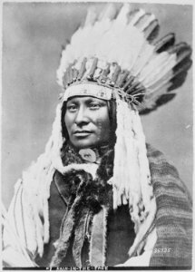 Rain-in-the-Face, a Hunkpapa Sioux, bust-length, full-face, wearing feathered headdress - NARA - 530895
