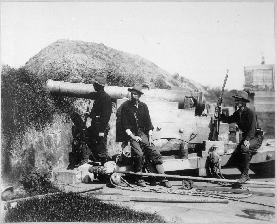 Re-modeled Spanish bronze cannon, overlooking Luneta. (Breech-block removed). Greely Collection, ca. 1898 - NARA - 524386