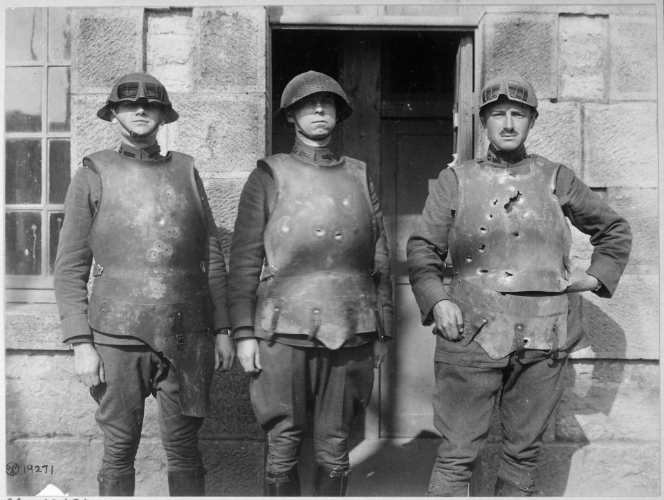 Result of Ordnance Department body armor test at Fort de la Peigney, Langres, France. Exhibit of body armor, heavy... - NARA - 530740