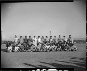 Rohwer Relocation Center, McGehee, Arkansas. A football squad at the Rohwer Center. - NARA - 538935