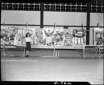 Rohwer Relocation Center, McGehee, Arkansas. Community Life, a mural painted by Michi Tanaka who . . . - NARA - 539591