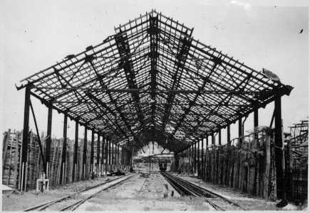 Rangoon Railway station, Rangoon, Burma. Repair Shed, 10 feet in height at West end. - NARA - 540058