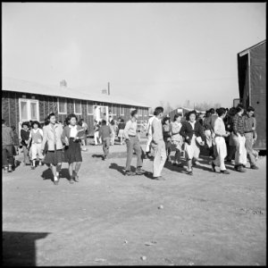 Rohwer Relocation Center, McGehee, Arkansas. Evacuee High School students are here shown changing c . . . - NARA - 538894 photo