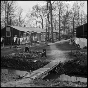 Rohwer Relocation Center, McGehee, Arkansas. View of barracks at Rohwer Relocation Center showing  . . . - NARA - 537380