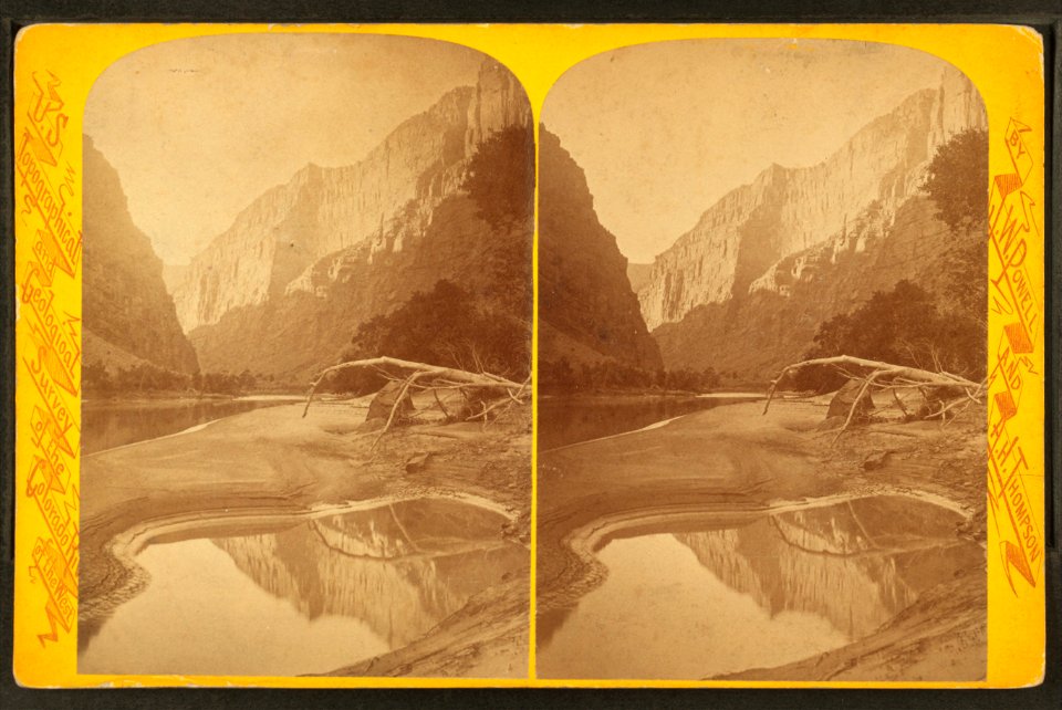 Reflected cliff, by Hillers, John K., 1843-1925