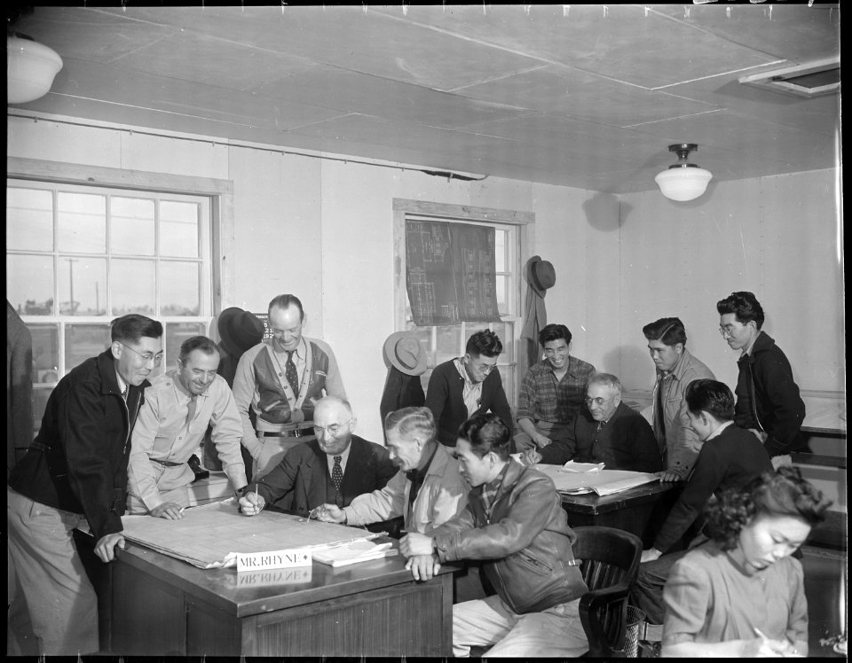 Rohwer Relocation Center, McGehee, Arkansas. The engineering staff at this relocation center. - NARA - 538975