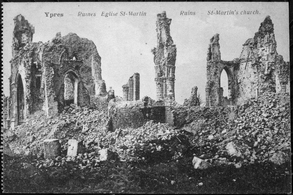 Ruins of St. Martin's Church in Ypres, Belgium, circa 1918, ca. 1919 - ca. 1919 - NARA - 533166