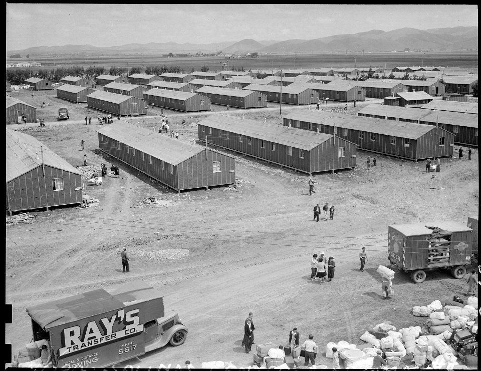 Salinas Assembly Center, California. Panorama of Salinas Assembly center. Persons of Japanese ance . . . - NARA - 537442
