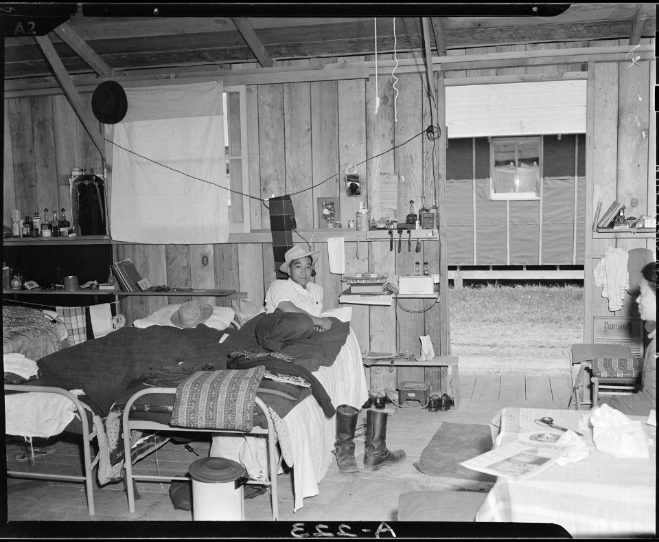 Salinas Assembly Center, Salinas, California. Barracks interior at assembly center where persons of . . . - NARA - 536173