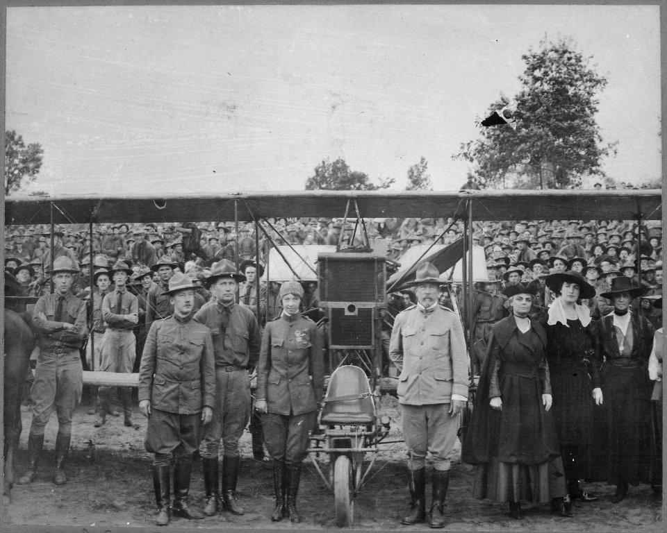 Ruth Law, the only woman permitted to wear the government aviation uniform in France for nonmilitary purposes, with... - NARA - 559380