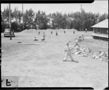 Salinas, California. Young evacuees of Japanese descent play baseball on day of arrival at this . . . - NARA - 536181