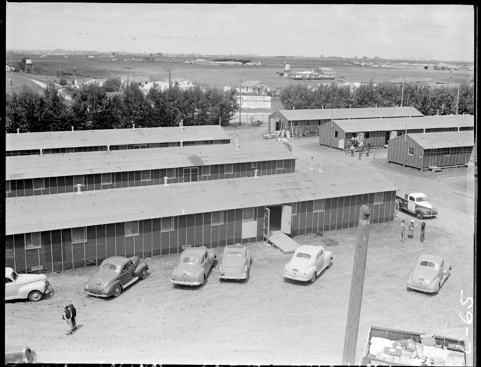 Salinas Assembly Center, California. Panorama of Salinas Assembly center. Persons of Japanese ance . . . - NARA - 537439