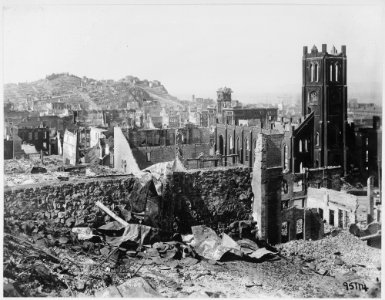 San Francisco Earthquake of 1906, Area north of California street in the vicinity of Grant Avenue showing Telegraph... - NARA - 531015 photo