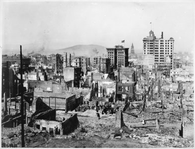 San Francisco Earthquake of 1906, (This is the) area bounded by Jackson, Mason, Embarcadero and Pine Streets. The two... - NARA - 531058