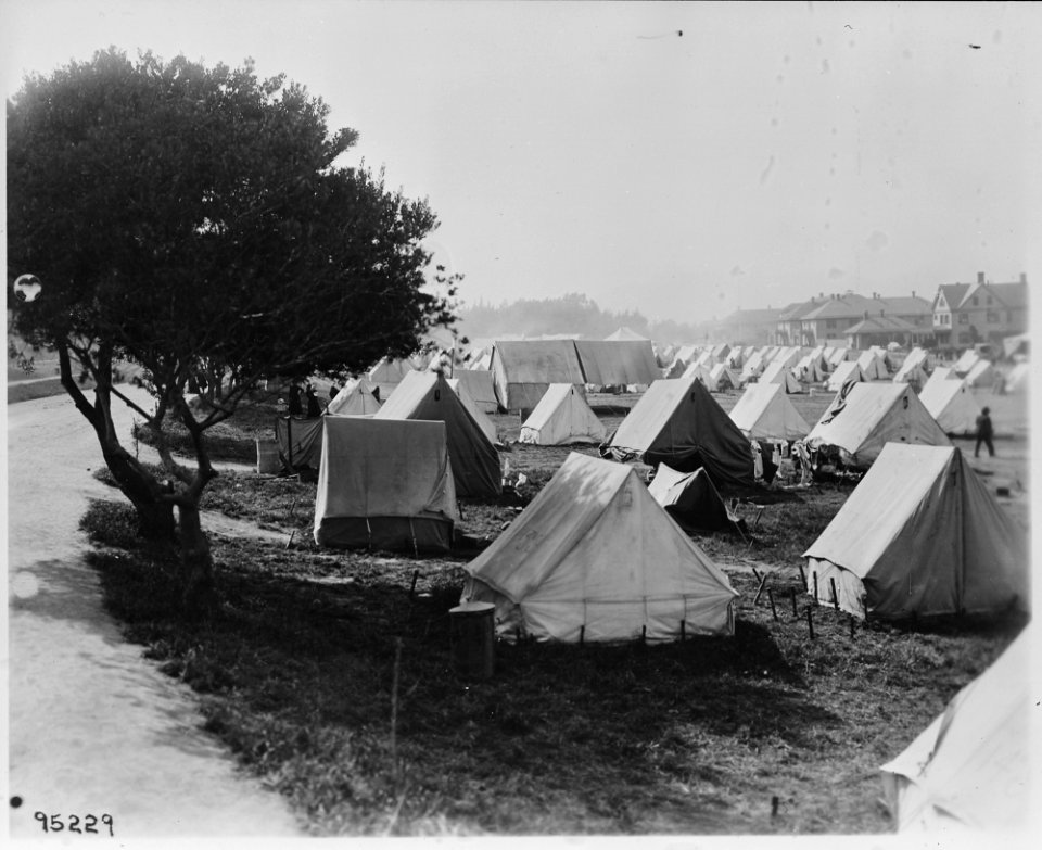 San Francisco Earthquake of 1906, A refugee camp in the area adjacent to and south of Letterman General Hospital... - NARA - 531073