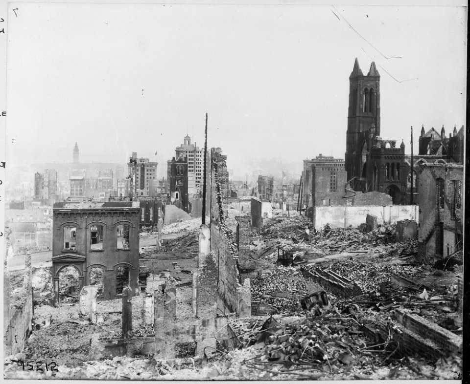 San Francisco Earthquake of 1906, (This is possibly Fairmont Hill area west of Taylor Street, south of Clay Street... - NARA - 531063