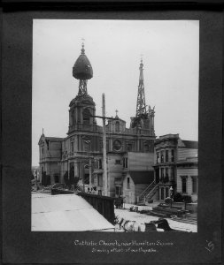 San Francisco Earthquake of 1906, Catholic church, near Hamilton Square, showing effect of the earthquake - NARA - 524402