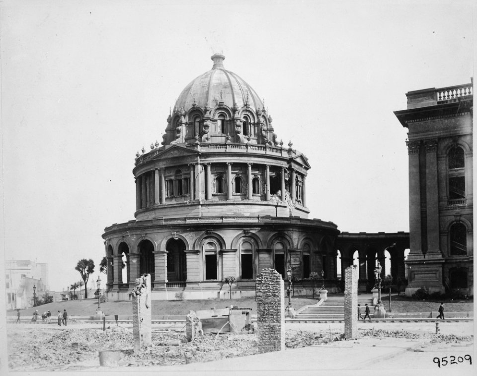 San Francisco Earthquake of 1906, The Hall of Records, McAllister and Leavenworth Streets, which is part of the Civic... - NARA - 531061